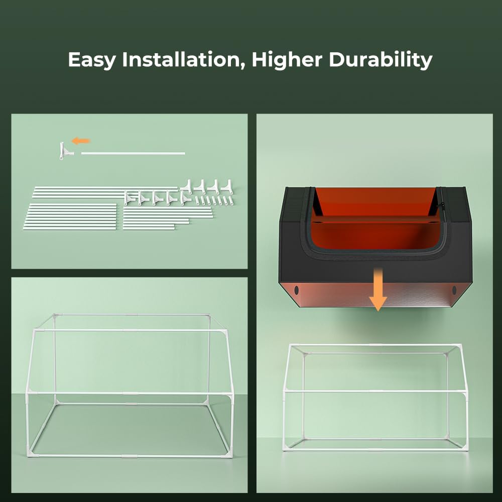 Creality Laser Engraver Enclosure, Fireproof and Dustproof Laser Cutter Protective Cover 27.5x28.3x15.7in with Fan and Pipe, Fits for Most Laser Engraver, Against Smoke, Odor, Noise and Eye Protection