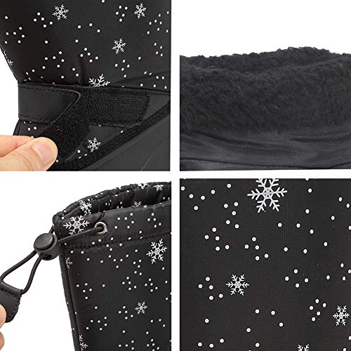 CIOR Kids Snow Boots for Boys Girls Toddler Winter Outdoor Boots Waterproof with Fur Lined(Toddler/Little Kids/Big Kid) TX1-Black-31