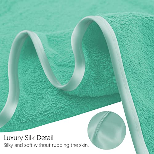 TENSTARS Silk Hemming Hand Towels for Bathroom - Quick Drying - Ultra Soft Microfiber Absorbent Towel for Bath Fitness, Gym, Shower, Hotel, and Spa - 16x28 Inch | Set of 6, Light Teal
