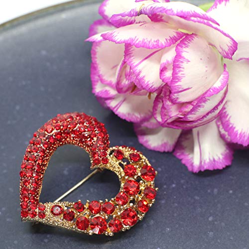 Heart Brooch Pins for Women Fashion Valentine Love Sliver Light Blue Jewelry