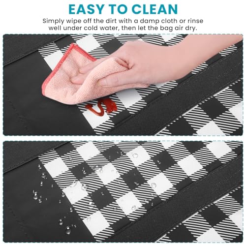 WOWBOX Reusable Grocery Bags,4-Pack, Foldable Reusable Shopping Tote Bags bulk with Reinforced Handles,Large Storage Bags with Water Resistant Coating for Groceries,Multipurpose,Black-White