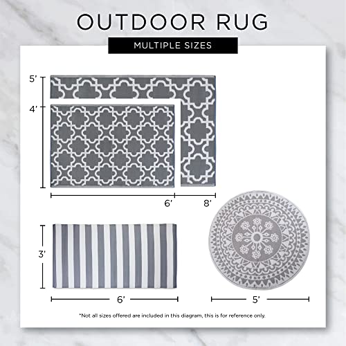 DII Outdoor Rug Collection Reversible Woven Polypropylene Plastic Straw Mat, 3x6-Feet, Aqua & White