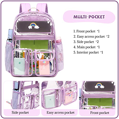 Lanola Student Kids Clear Bookbag Heavy Duty PVC Transparent Backpack Stadium Events See Through Backpacks For College Work Travel - Black