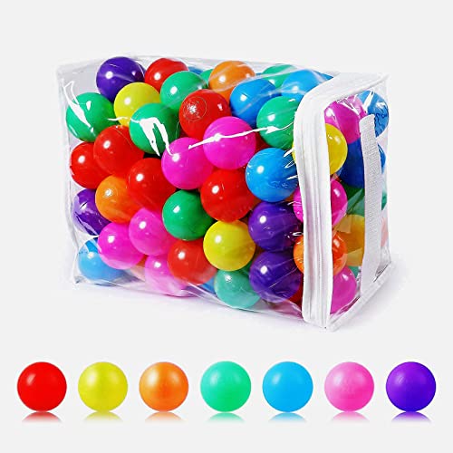 GUESVOT Ball Pit Balls Plastic Balls for Ball Pit BPA Free Plastic Balls Crush and Smash Proof Ball 100pcs 2.2" Set for Toddlers for Play Tent Tunnel (7Colors)