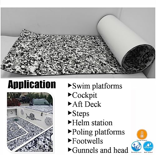 yuanjiasheng EVA Foam Boat Flooring Sheet 94.5"× 35.4" Faux Teak Deck Mat Non-Slip and Self-Adhesive Flooring Pad for Boats Yacht Swim Platform RV Floor Kayak Surfboard Golf Cart