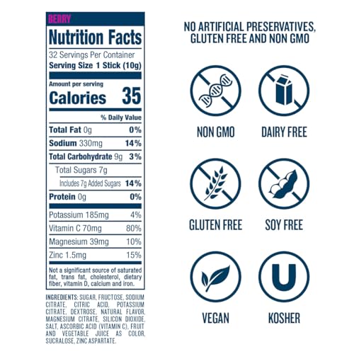 DripDrop Hydration - Berry - Electrolyte Drink Mix Single Serve Hydration Powder Packets | Non-GMO, Gluten Free, Vegan | 32 Sticks