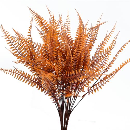 SzJias Fall Plants Artificial Ferns for Outdoors Fake Fern Plants Faux Boston Fern Plant for Room Home Garden Decor Fall Autumn Thanksgiving Decoration (4, Fall)