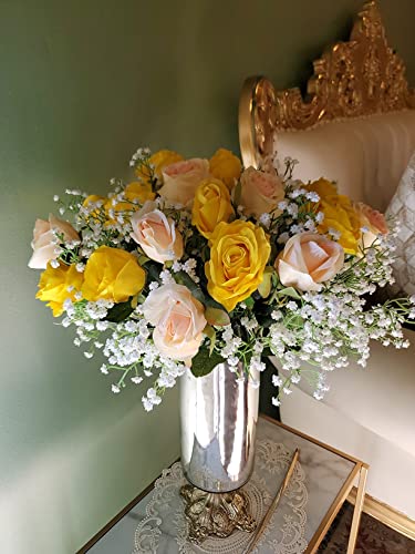 DEEMEI 15 PCS Babys Breath Artificial Flowers Fake Babys Breath Flowers Artificial Bulk White Gypsophila Bouquets Real Touch Faux Flowers for Wedding Floral Arrangement Party Home Decoration