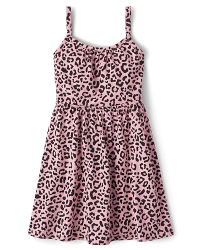 The Children's Place Baby Girls' and Toddler Sleeveless Everyday Summer Dresses, Pink Leopard, 6-9 Months