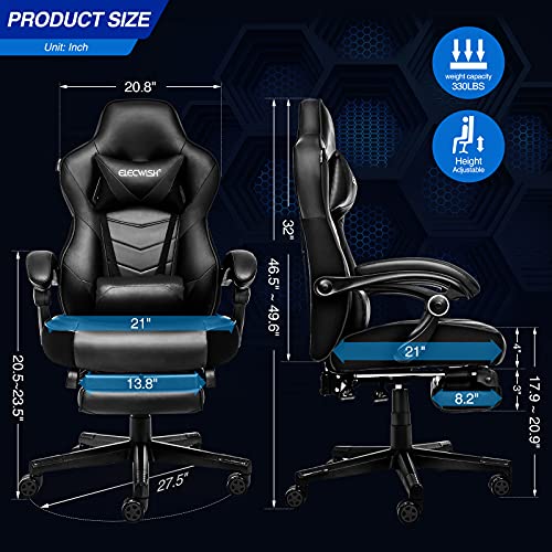 ARTETHYS Gaming Chair for Adults Ergonomic Racing Style High Back Computer Chair with Footrest Headrest and Lumbar Support PU Leather 90-150 Degree Tilt