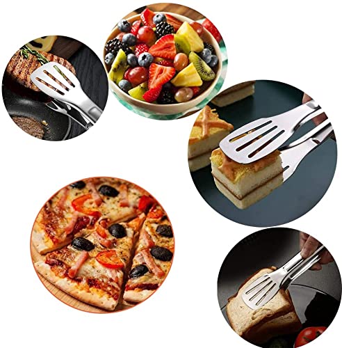 JXHAPY Serving Tong Kitchen Tongs,Buffet Tongs, Stainless Steel Food Tong Serving Tong,small tongs 6 Pack (7 Inch)