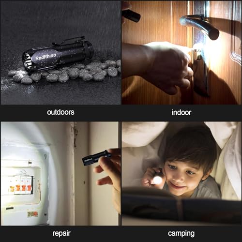 REDRHINO Small LED Flashlight 4 Pack, Rechargeable EDC Compact Pocket Lights, 400 Lumens Mini Flash Light with Clip, Bright Little Flashlights for Home, Emergency, Camping, Outdoor 2B2G