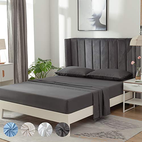 PY HOME & SPORTS Queen Bed Sheets Set Blue Ultra Soft 4 Pieces Bedding Microfiber Luxury Sheet with 16" Deep Pockets