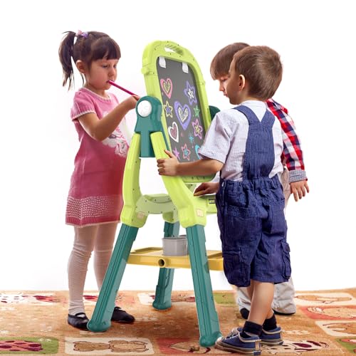 Ylovetoys Easel for Kids, Toddler Art Easel Adjustable Standing, Magnetic Double Sided Easel with Painting Accessories Gift for Boys and Girls (Green)