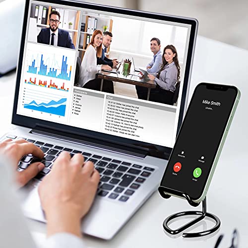 ROPOSY Cell Phone Stand for Desk, Cute Metal Black Cell Phone Stand Holder Desk Accessories, Compatible with All Mobile Phones, iPhone, Switch, iPad
