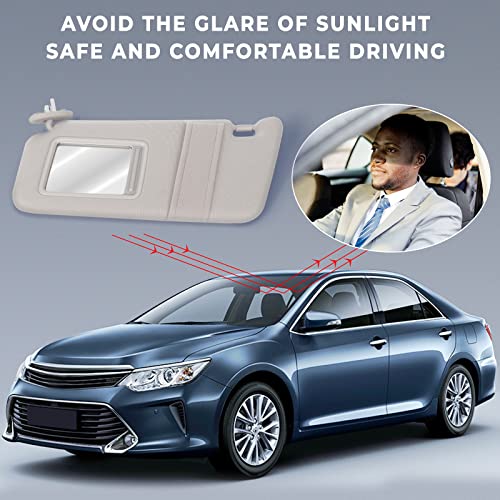 SCITOO Left & Right Sides Beige Sun Visor Assembly fit for 2009 2010 2011 2012 2013 2014 2015 2016 for Toyota venza with Sunroof(74310-0T022-A1)