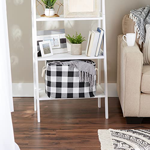 DII Buffalo Check Storage Collection Collapsible Bin with Handles, Medium Rectangle, 16x10x12, Black & White