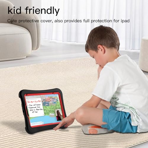 LeiJue Kids Case for iPad Mini 7 (A17 Pro) 2024 /iPad Mini6 2021, Light Weight Heavy Duty/Shockproof/Drop Proof with Handle/Kickstand, Child Friendly Cover for iPad Mini 7th/6th Gen 8.3inch (red)