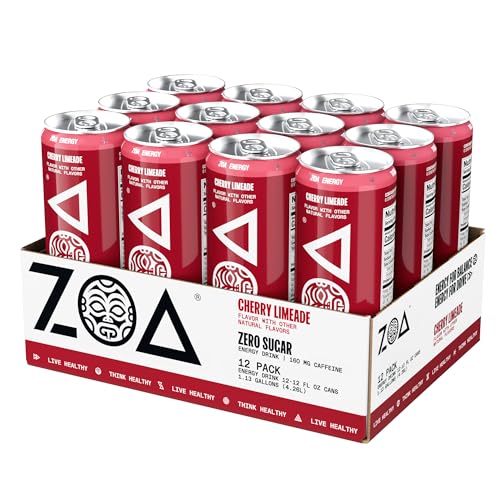 ZOA Zero Sugar Energy Drinks, Wild Orange - Sugar Free with Electrolytes, Healthy Vitamin C, Amino Acids, Essential B-Vitamins, and Caffeine from Green Tea - 12 Fl Oz (12-Pack)