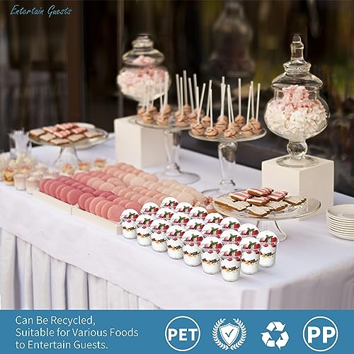 Songtaste 50 Pcs Disposable Plastic Cups,12 Oz Clear Plastic Parfait Cups with Dome Lids and No Hole,Dessert Yogurt Fruit Holders for Kids,Take Away Breakfast and Snacks,Cold Drinks,Ice Cream,Fruit