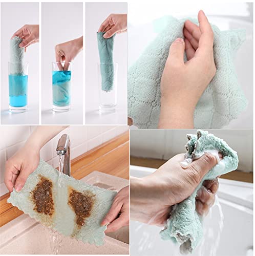10 Pack Kitchen Cloth, Microfiber Dish Towels Washcloths, Super Absorbent Coral Velvet Dishtowels, Premium Cleaning Cloths,Non-Stick Oil Quick Dry Dish Towels, Soft Tea Towels, Table Cleaning Cloths.