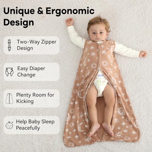 Unnivoll Baby Sleep Sack 12-18 Months 3 Pack 100% Cotton Lightweight 0.5 TOG Wearable Blanket Baby Sleep Bag with 2-Way Zipper for Newborn Infant White Gray Blue Space