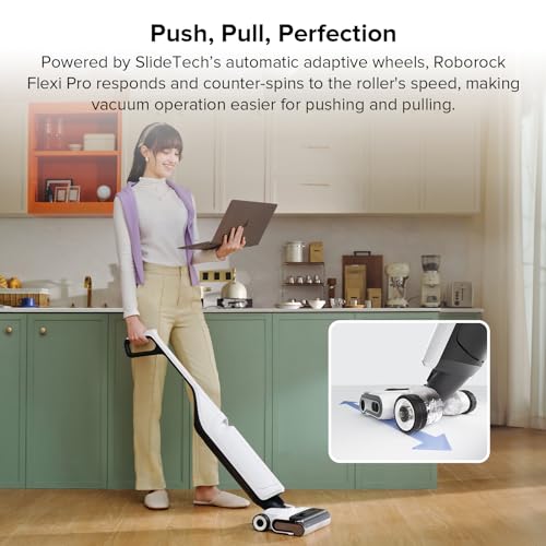 roborock Flexi Wet Dry Vacuum Cleaner, 180° FlatReach Design, 17000Pa Cordless Vacuum Mop with Hot Water Self-Cleaning & Self-Drying, Edge-to-Edge Cleaning, Floor Cleaner for Tiles and Hard Floors