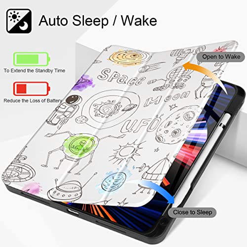 Tuiklol Case for 2021 2020 2018 iPad Pro 11 Gen 1/2/3, Magnetic Smart Case with Soft TPU Back Cover, Trifold Stand, Pencil Holder (Support iPad Pencil 2nd Charging), Auto Wake/Sleep, Marble