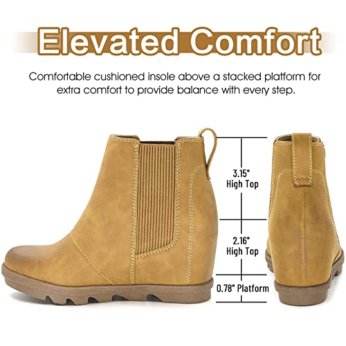 Athlefit Women's Wedge Boots Comfortable Ankle Wedge Booties