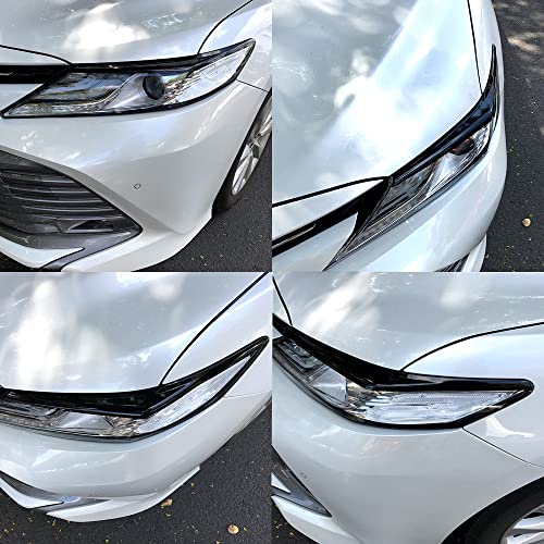 Xhfarce Gloss Black Headlight Eyebrow Eyelid Cover Trim Decoration Sticker for Toyota Camry 2024 2023 2022 2021 2020 2019 2018 Accessories