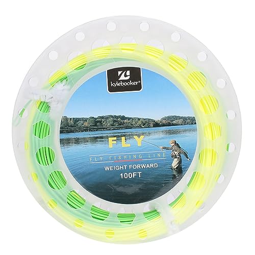 Fly Fishing Line with Welded Loop Floating Weight Forward Fly Lines 100FT (WF3F,Fluo Yellow+Fluo Green)