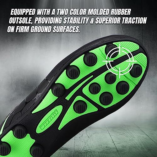 Vizari Catalina Firm Ground Soccer Shoes for Kids | Durable Football Shoes for Boys & Girls | Lightweight, Wide & Comfortable Soccer Cleats with Padded Heel, & Rubber Outsole for Outdoor Play