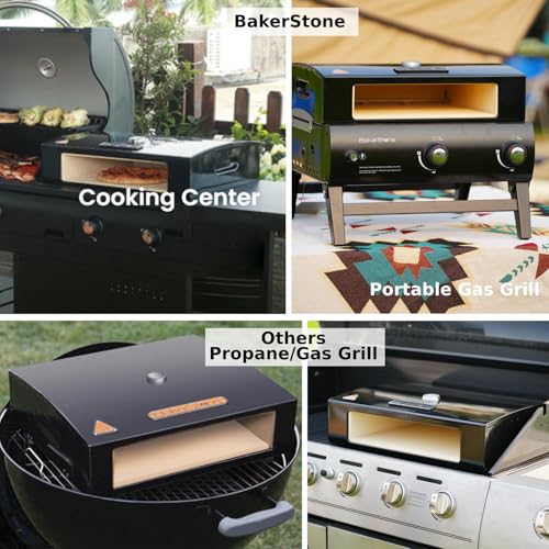 BakerStone Pizza Oven Outdoor, 5-Sided Stone Pizza Oven Box Kit for Gas Grill Top with Wood Paddle, Turning Peel, Dust Cover, Original Series