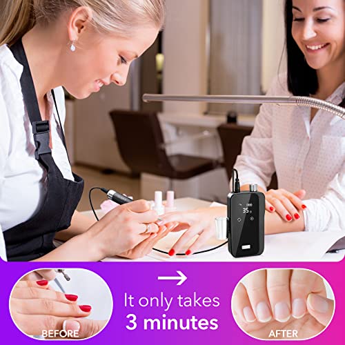 KARITE Nail Drill for Acrylic Nails Professional, 35000RPM Portable Nail File, Electric Nail Drill Machine 24H Working Time, Coreless Motor and 12 Bits, for Nail Art Manicure Pedicure, Low Noise