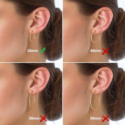 PICKBEAU Gold Dangle Hoop Earrings for Women, 14K Gold Plated Stainless Steel Earrings Drop Hypoallergenic Hoops Earrings(50mm)