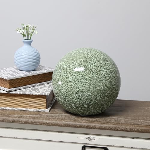 Simple Designs LT3302-SGE 8" Contemporary 1 Light Mosaic Stone Ball Table Lamp for Study, Living Room, Bedroom, Entryway, Sage Green