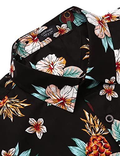 COOFANDY Shirts for Men Short Sleeve Mens Floral Hawaiian Shirt Casual Button Down Tropical Shirt Summer Beach Shirt