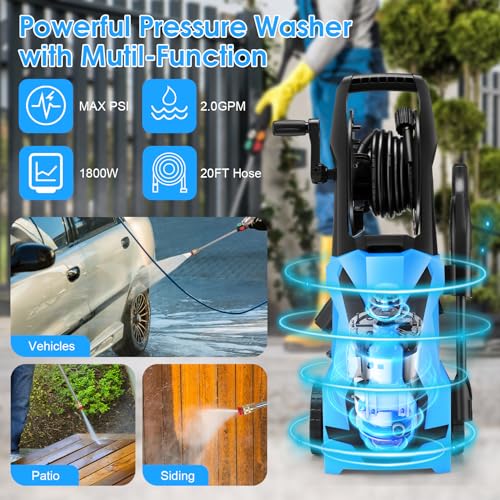 Power Washer Homdox HD 4000 Pressure Washer 1700W Electric Power Washer High Pressure Cleaner Machine with 4 Nozzles Foam Cannon,Best for Cleaning Homes, Cars, Driveways