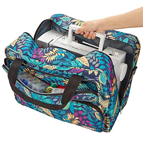 HOMEST Sewing Machine Carrying Case, Universal Tote Bag with Shoulder Strap Compatible with Most Standard Singer, Brother, Janome, Floral (Patent Design)