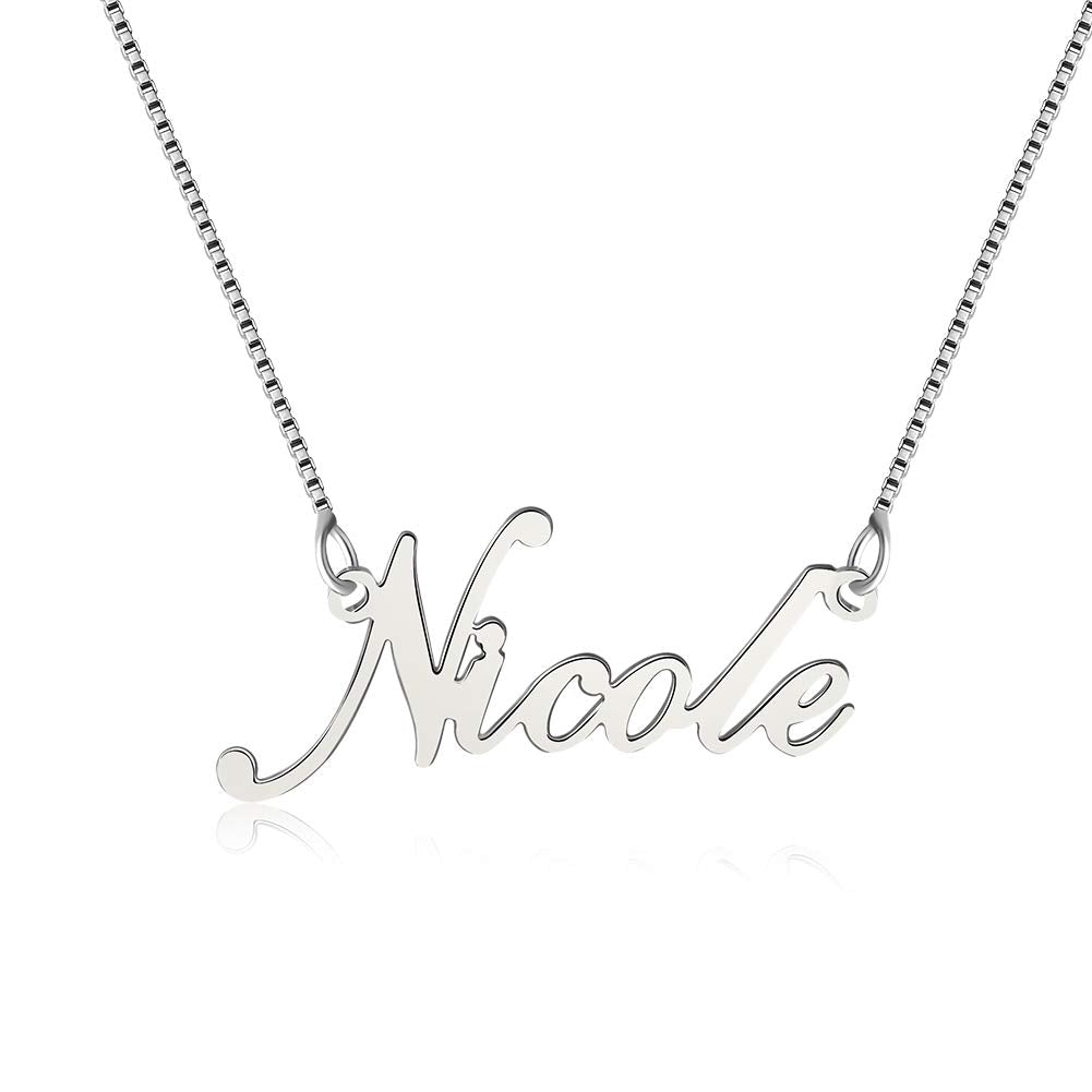 Lutilo 925 Sterling Sliver Custom Name Necklace Personalized Initial Necklaces Pendant Jewelry Gift for Her (Nicole)