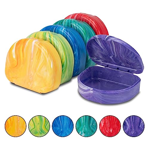 Practicon Marble Retainer Cases, Orthodontic Aligner Case, Mouth Guard Holder (3 Pack) (Red)