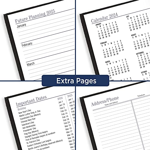 AT-A-GLANCE Fine Diary 2024 Weekly & Monthly Diary, 3" x 6", Pocket Size, Black (72020524)