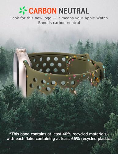 W-RARA Sport Band Compatible with Apple Watch Band 38mm 40mm 41mm 42mm 44mm 45mm 49mm for Women Men, made from Recycled Plastic - Soft Breathable Strap for iWatch Series SE 9 8 7 6 5 4 3 2 1 Ultra 1 2