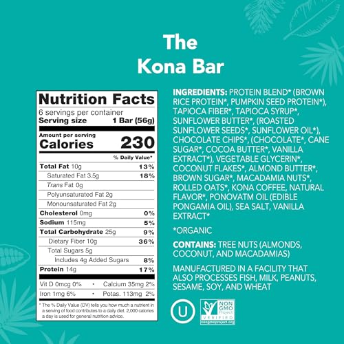 ALOHA Organic Plant Based Protein Bars - Lemon Cashew - 12-Count - Vegan, Low Sugar, Gluten-Free, Paleo, Low Carb, Non-GMO, No Stevia & No Erythritol