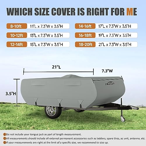 Travel Trailer Cover, 7 Layers Fiberglass Camper RV Cover (Fits 8' - 10' Trailers), Tear Resistant Waterproof Motohome Trailer Cover
