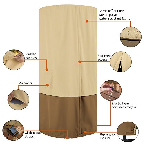 Classic Accessories Veranda Water-Resistant 32 Inch Round Stand-Up Patio Heater With Table Cover, Outdoor Table Cover
