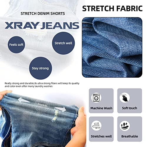 X RAY Boys Shorts, Big Boy & Little Kids Stretch Denim Shorts, Moto Biker & Fashion Rips Distressed Jean Shorts for Boys, Light Wash, 5
