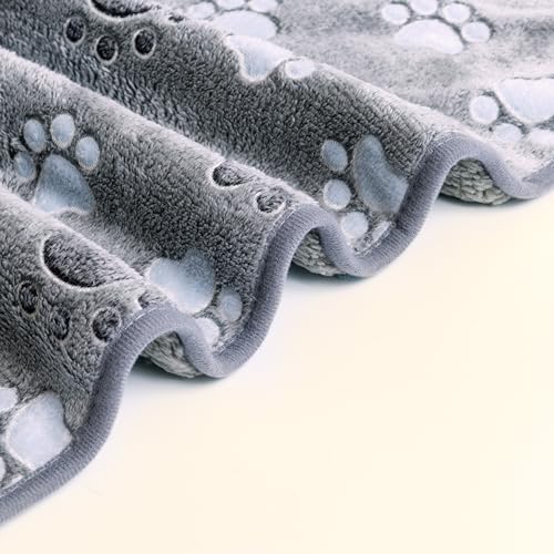 Glow Waterproof Dog Blanket, Pattern Printing Super Soft Warm Fluffy Facecloth Sofa Car Bed Protector, Urine Proof Washable Outdoor Pet Blanket for Puppy Large Dogs & Cats(paw40*30)