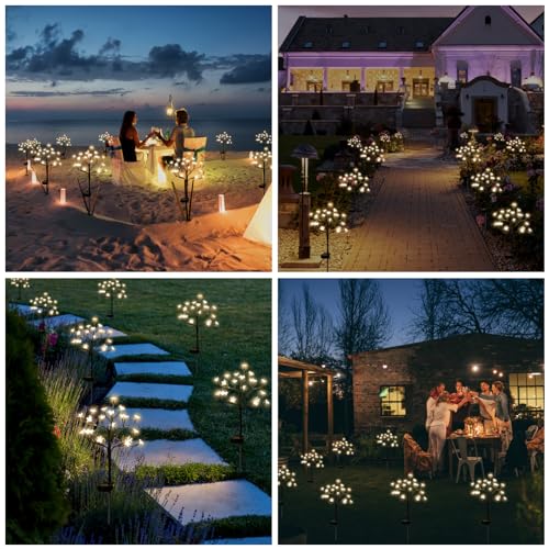IUEECEN Solar Garden Lights Decorative, Solar Flower Lights Garden Decor 6Pack, 120Led Solar Powered Outdoor Lights Waterproof,Outdoor Solar Lights for Yard, Pathway,Lawn Solar Garden Decorations