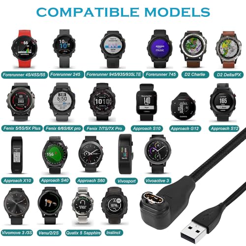 GOBEST Replacement Charger Cable Compatible with Garmin Watch, Charing Cord for Garmin Smartwatch USB-A 3.3 FT (1)